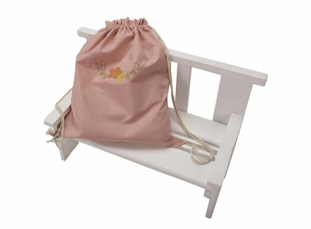 Somnart Set paturica perna si rucsac cu broderie din in roz