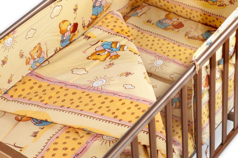 Somnart Set pentru patut Honey cearceaf cu elastic pentru saltea 120x60 cm pernuta pilota aparatori laterale