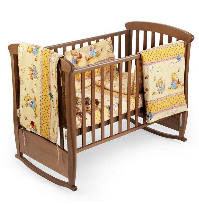 Somnart Set pentru patut Honey cearceaf cu elastic pentru saltea 120x60 cm pernuta pilota aparatori laterale