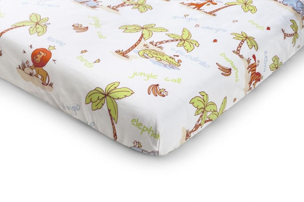 Somnart Set pentru patut Jungle cearceaf cu elastic pentru saltea 120x60 cm pernuta pilota aparatori laterale