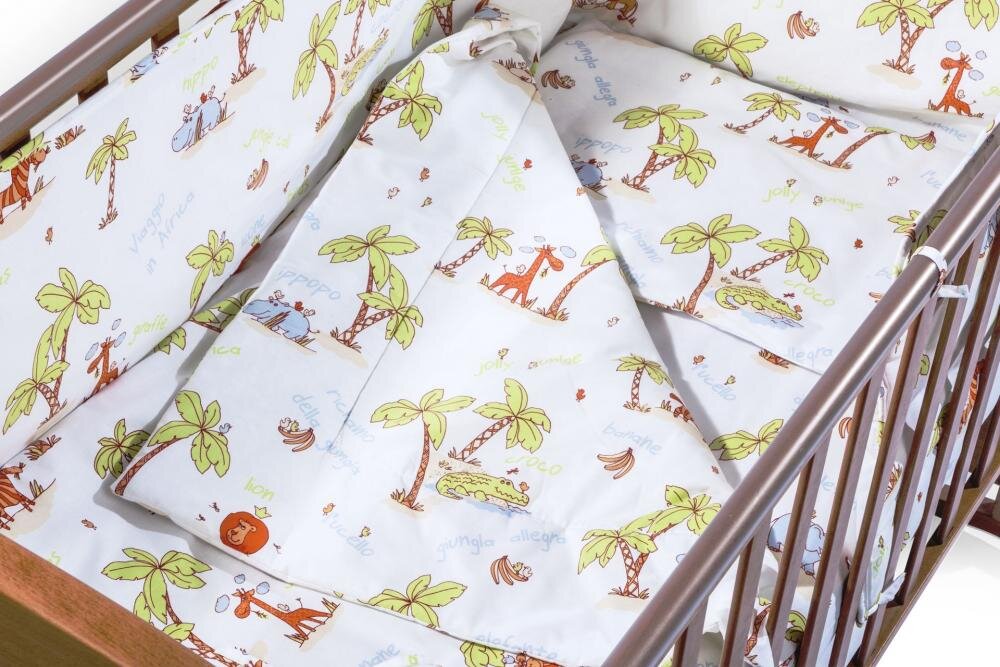 Somnart Set pentru patut Jungle cearceaf cu elastic pentru saltea 120x60 cm pernuta pilota aparatori laterale