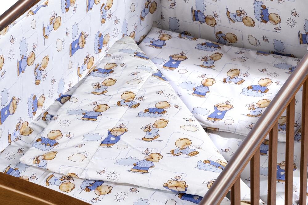 Somnart Set pentru patut Ursuleti cearceaf cu elastic pentru saltea 120x60 cm pernuta pilota aparatori laterale