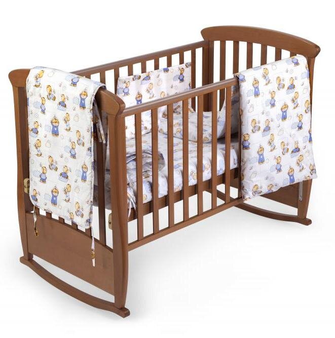 Somnart Set pentru patut Ursuleti cearceaf cu elastic pentru saltea 120x60 cm pernuta pilota aparatori laterale