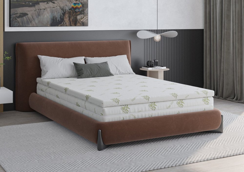 Somnart Topper Aloe Vera cu husa detasabila si lavabila 140 x 190 x 4 cm fermitate medie