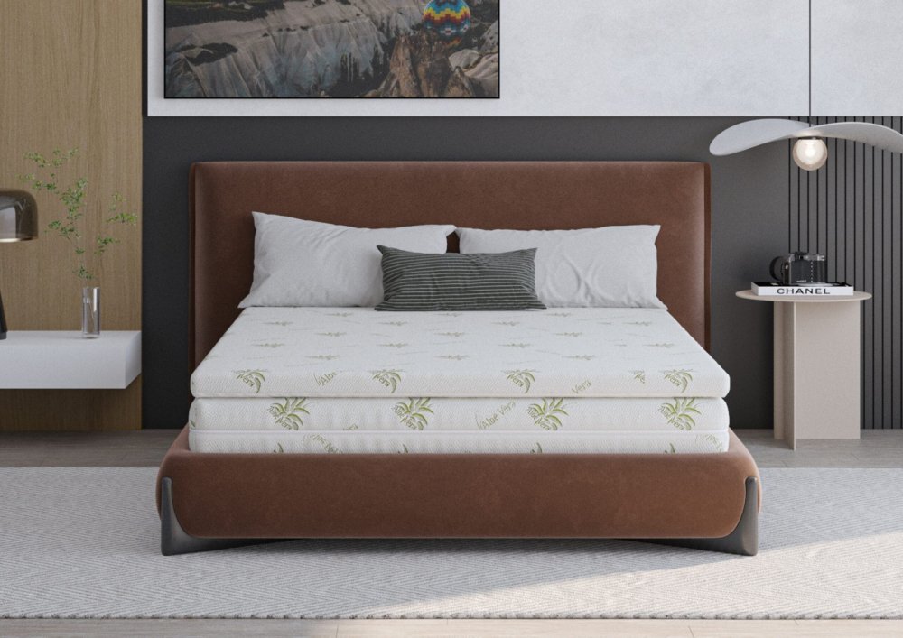 Somnart Topper Aloe Vera cu husa detasabila si lavabila 140 x 200 x 4 cm fermitate medie