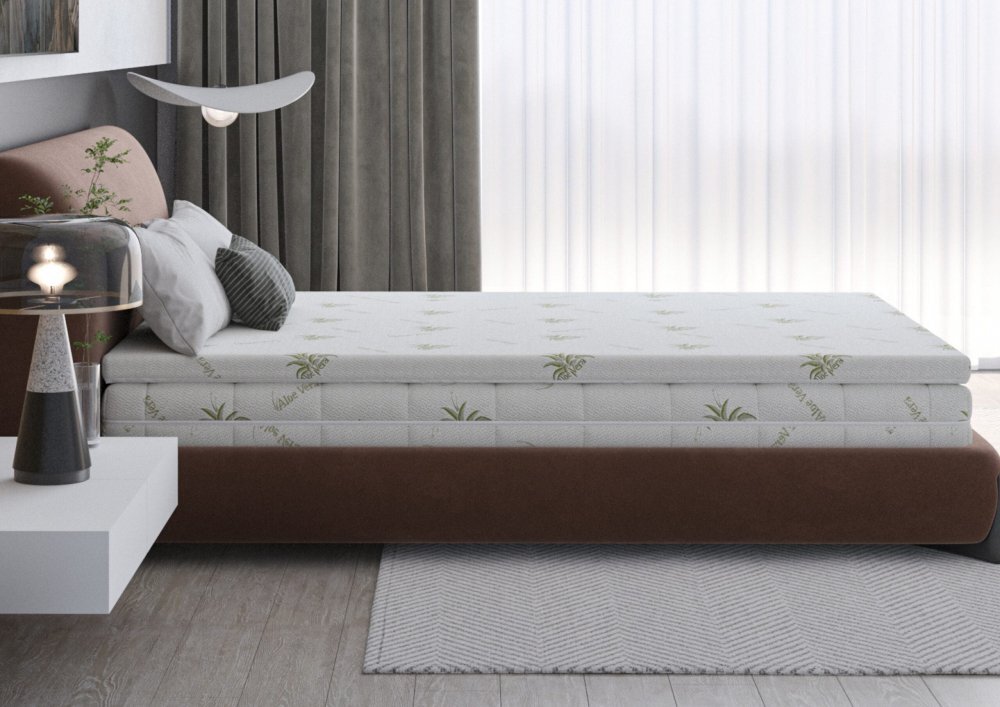 Somnart Topper Aloe Vera cu husa detasabila si lavabila 140 x 200 x 5 cm fermitate medie
