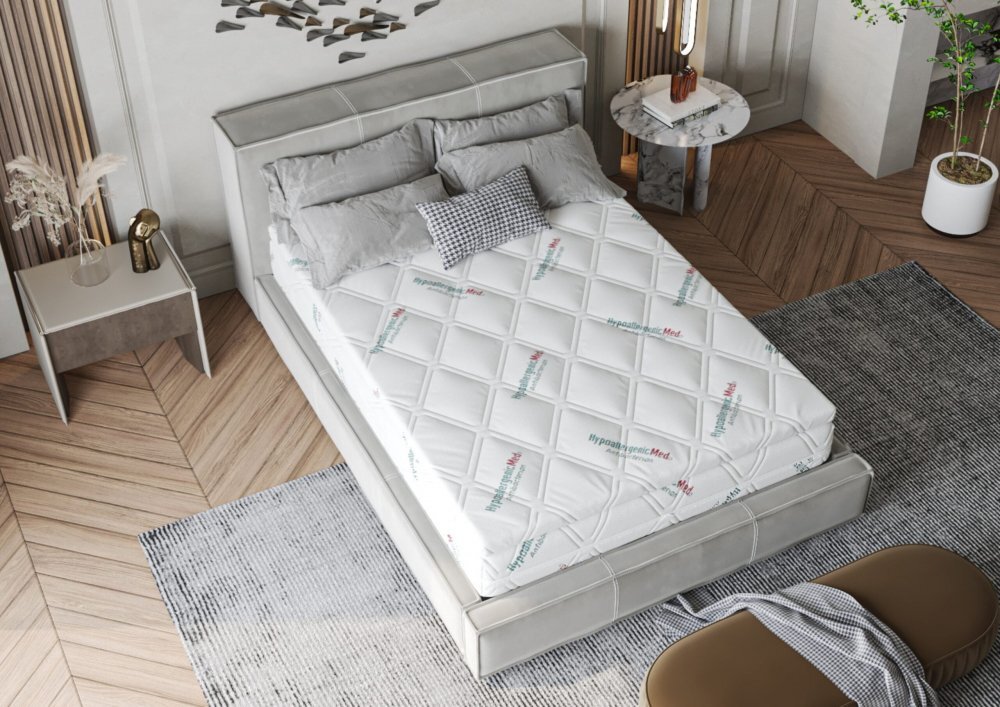 Somnart Topper Hypoallergenicmed Antibacteria cu husa detasabila si lavabila 120 x 200 x 5 cm