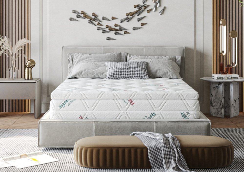 Somnart Topper Hypoallergenicmed Antibacteria cu husa detasabila si lavabila 140 x 200 x 5 cm