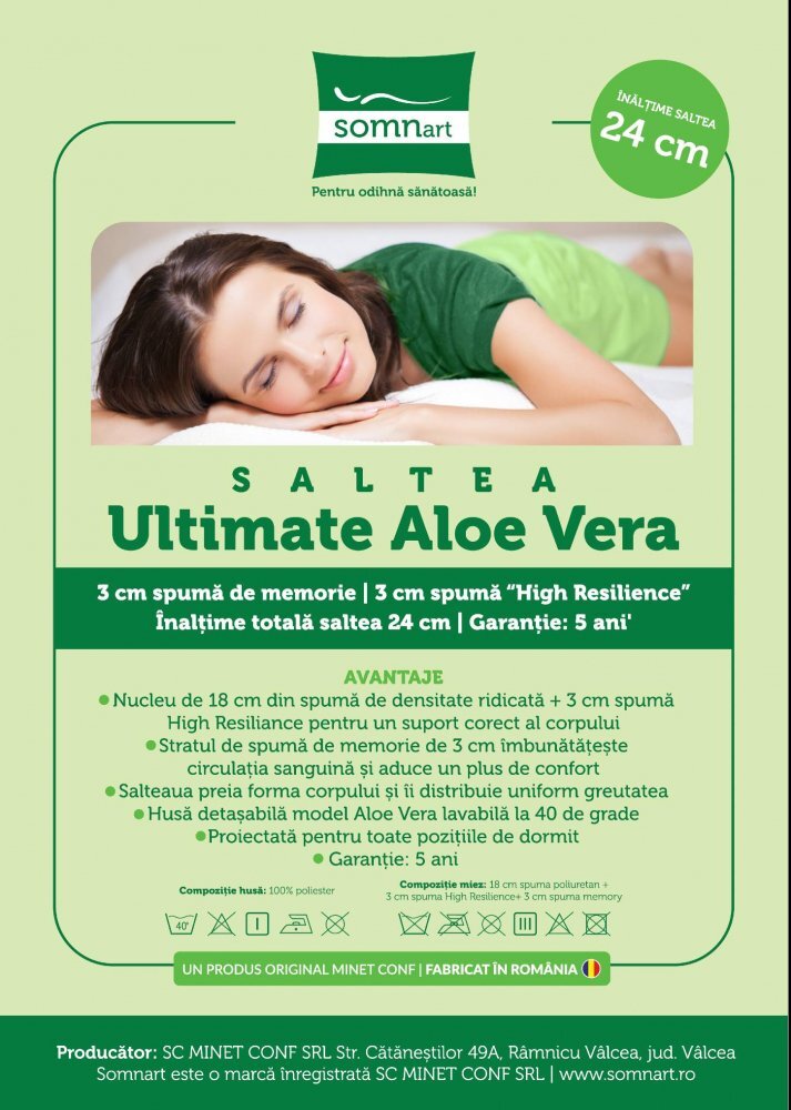Somnart Topper Hypoallergenicmed cu husa detasabila din microfibra 90 x 200 x 5 cm
