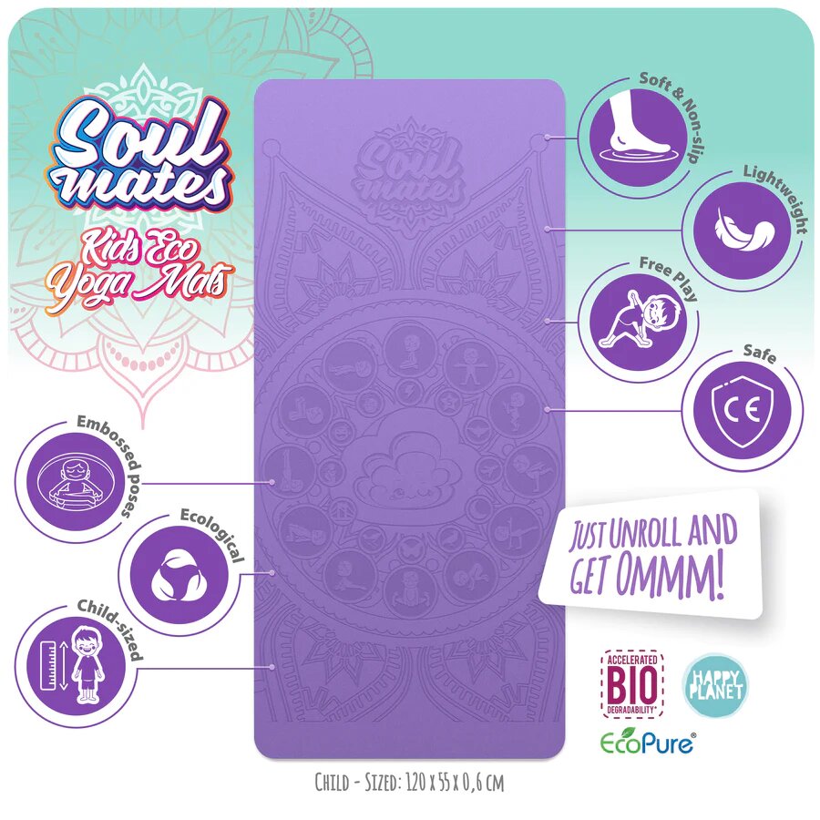Soul Mates Saltea Yoga pentru copii ecologica Cloud mov