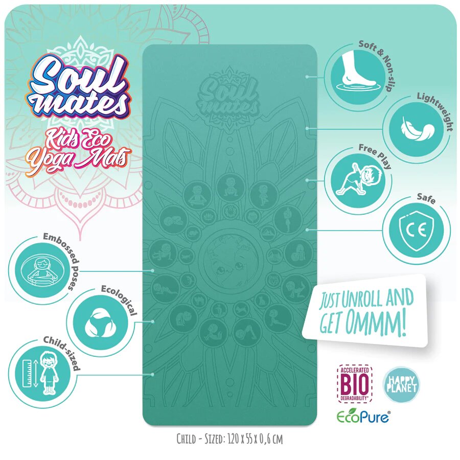 Soul Mates Saltea Yoga pentru copii ecologica Earth turcoaz