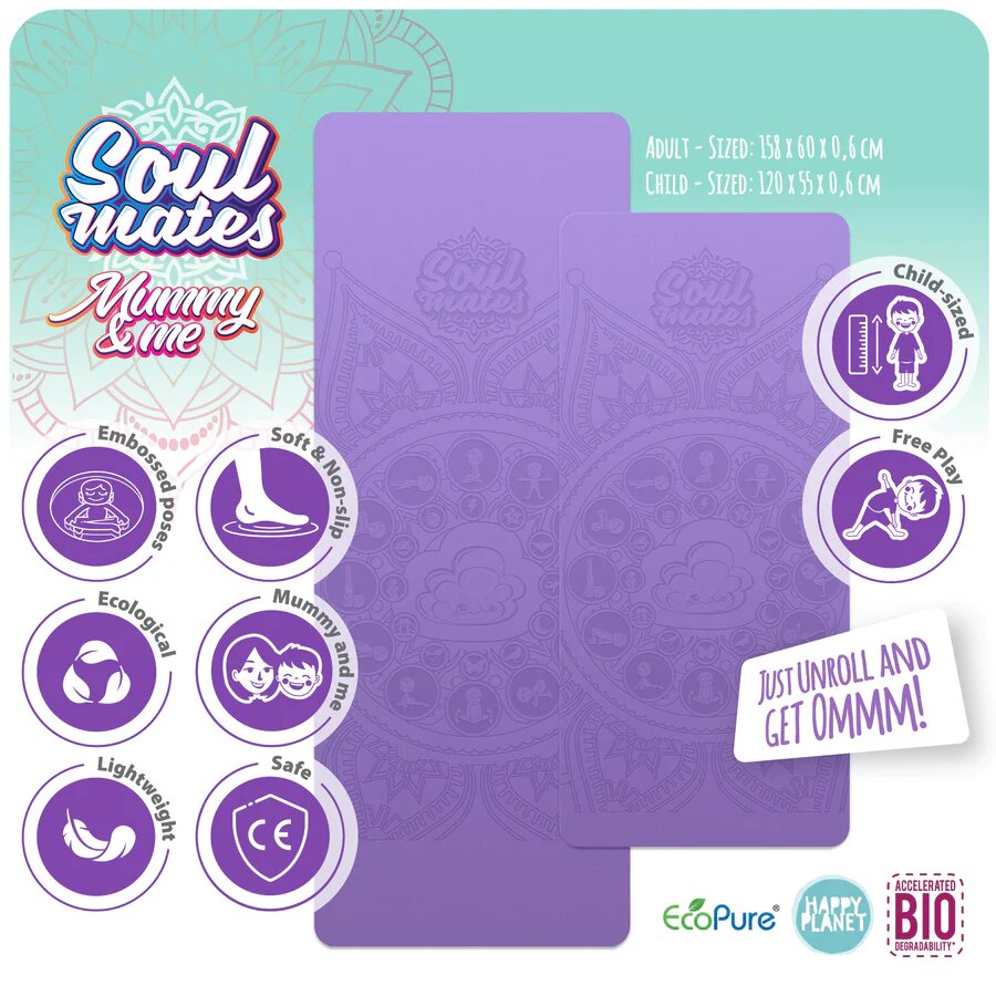 Soul Mates Set Yoga mama-copil saltele asortate si carduri incluse Cloud mov