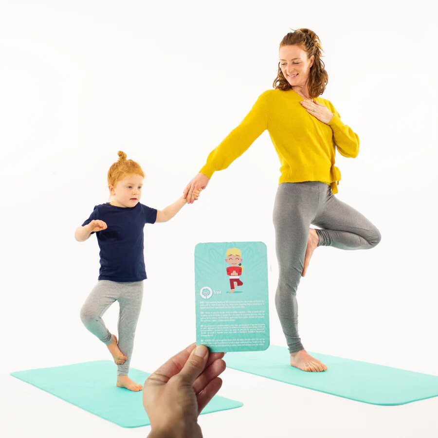 Soul Mates Set yoga mama-copil saltele asortate si carduri incluse Earth turcoaz