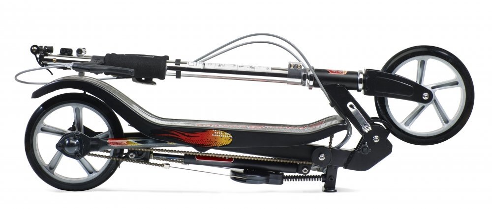 Space Scooter Trotineta X580 Series Negru ghidon reglabil pliabil frana de mana suspensii greutate suportata 90 kg varsta 8 ani+