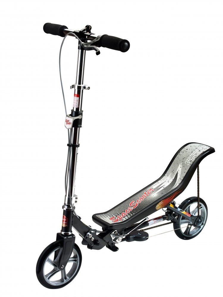 Space Scooter Trotineta X580 Series Negru ghidon reglabil pliabil frana de mana suspensii greutate suportata 90 kg varsta 8 ani+