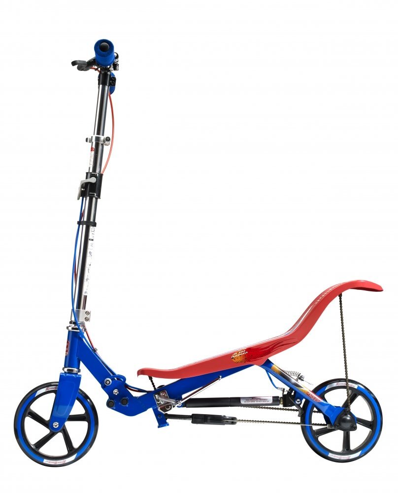Space Scooter Trotineta X580 Series Rosu-Albastru ghidon reglabil pliabil frana de mana suspensii greutate suportata 90 kg varsta 8 ani+