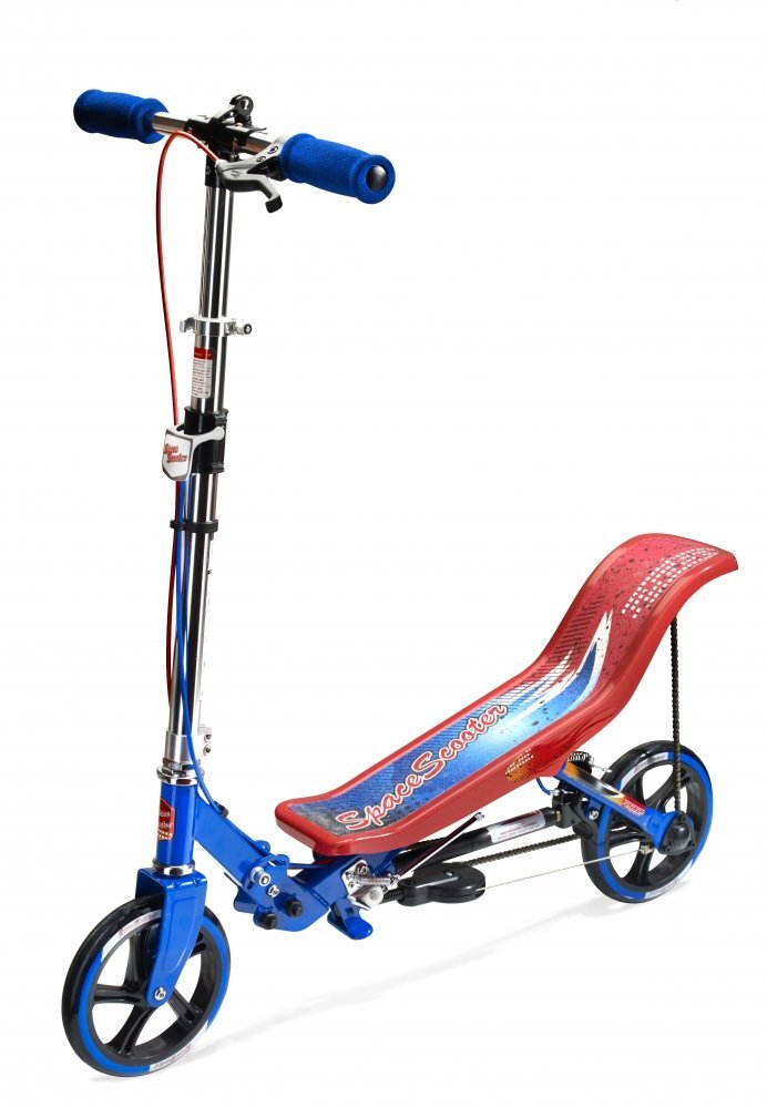 Space Scooter Trotineta X580 Series Rosu-Albastru ghidon reglabil pliabil frana de mana suspensii greutate suportata 90 kg varsta 8 ani+