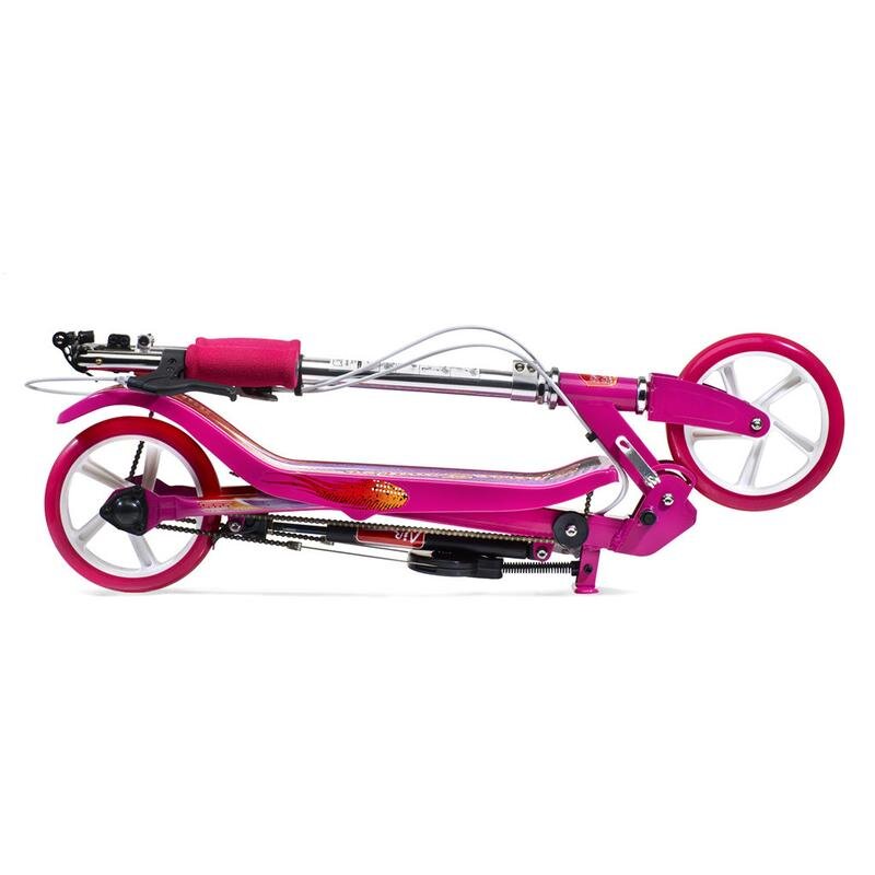 Space Scooter Trotineta X580 Series roz ghidon reglabil pliabil frana de mana suspensii greutate suportata 90 kg varsta 8 ani+