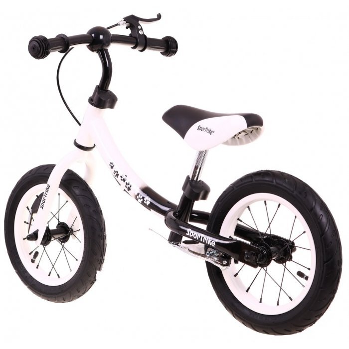 SporTrike Bicicleta fara pedale cu frana cadru variabil si roti gonflabile Boomerang alb
