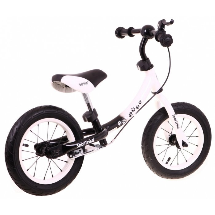 SporTrike Bicicleta fara pedale cu frana cadru variabil si roti gonflabile Boomerang alb