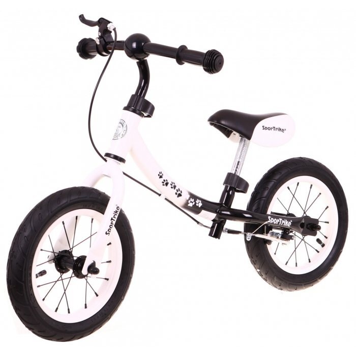 SporTrike Bicicleta fara pedale cu frana cadru variabil si roti gonflabile Boomerang alb