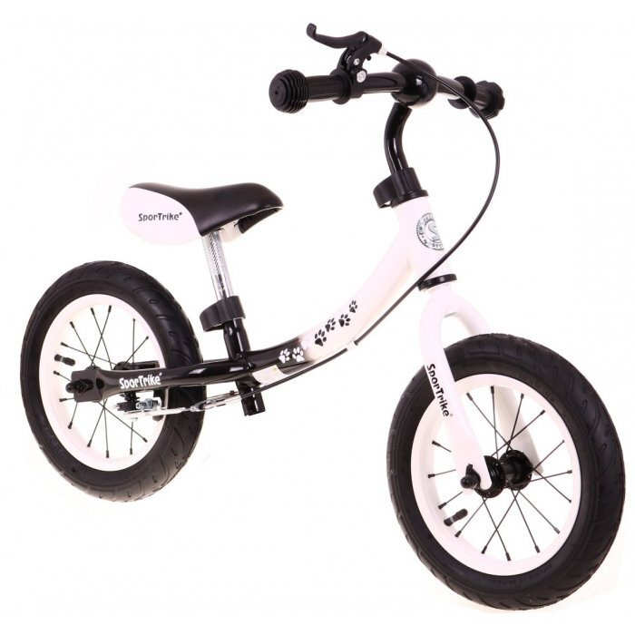 SporTrike Bicicleta fara pedale cu frana cadru variabil si roti gonflabile Boomerang alb