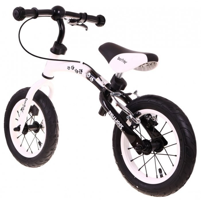 SporTrike Bicicleta fara pedale cu frana cadru variabil si roti gonflabile Boomerang alb