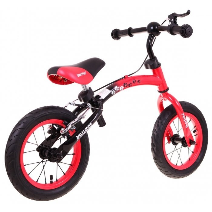SporTrike Bicicleta fara pedale cu frana cadru variabil si roti gonflabile Boomerang rosu