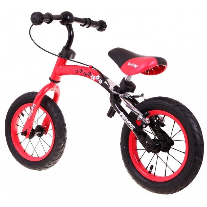 SporTrike Bicicleta fara pedale cu frana cadru variabil si roti gonflabile Boomerang rosu