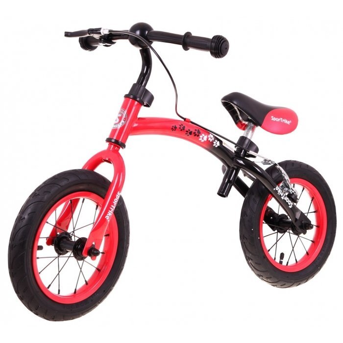 SporTrike Bicicleta fara pedale cu frana cadru variabil si roti gonflabile Boomerang rosu