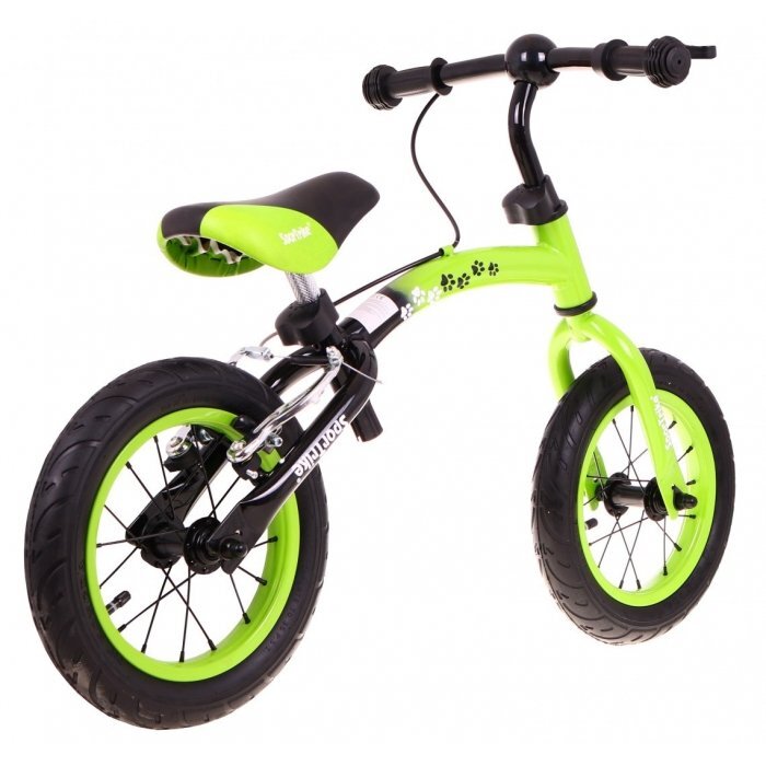 SporTrike Bicicleta fara pedale cu frana cadru variabil si roti gonflabile Boomerang verde