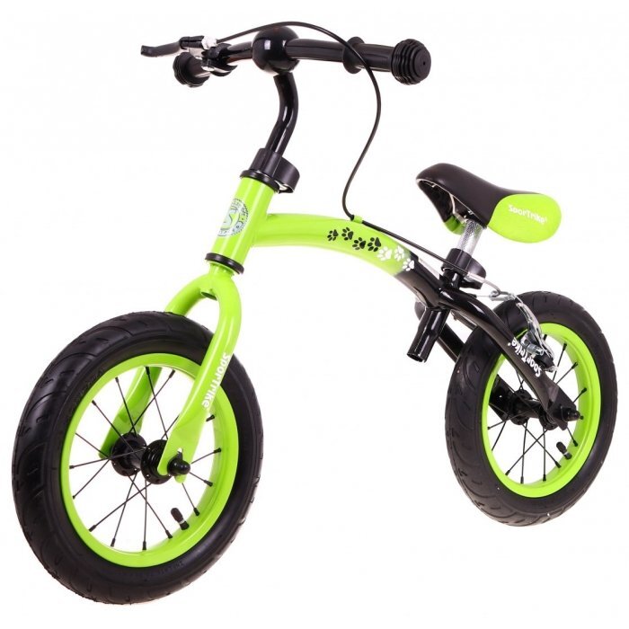 SporTrike Bicicleta fara pedale cu frana cadru variabil si roti gonflabile Boomerang verde