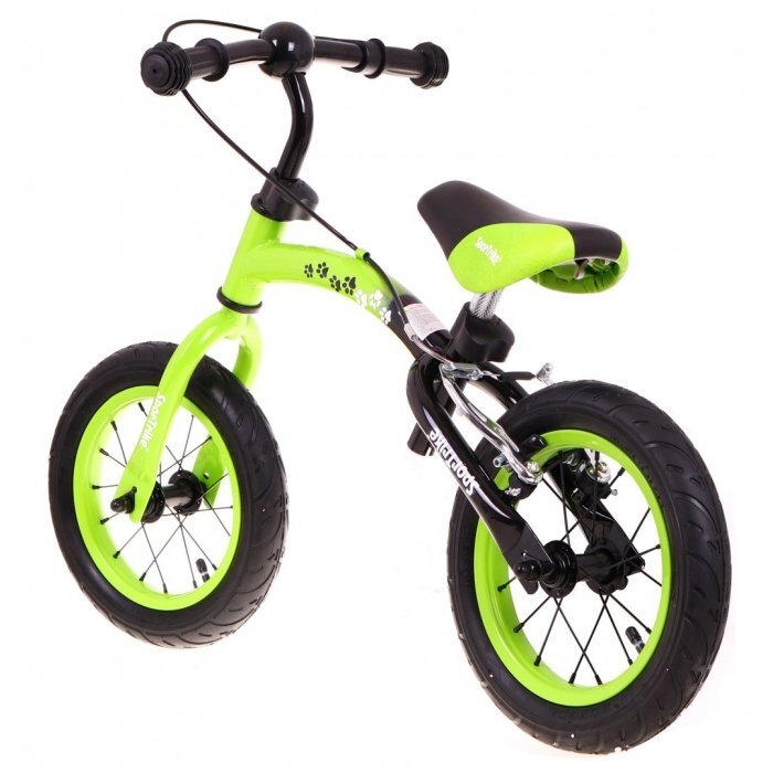 SporTrike Bicicleta fara pedale cu frana cadru variabil si roti gonflabile Boomerang verde
