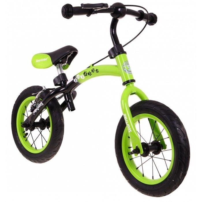 SporTrike Bicicleta fara pedale cu frana cadru variabil si roti gonflabile Boomerang verde