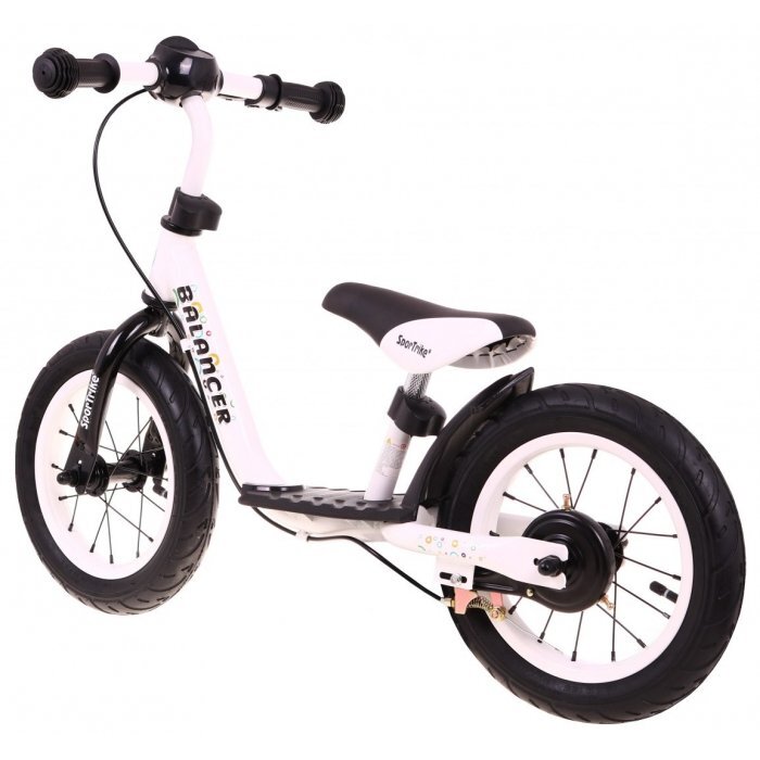 SporTrike Bicicleta fara pedale cu frana suport picioare si roti gonflabile Balancer alb
