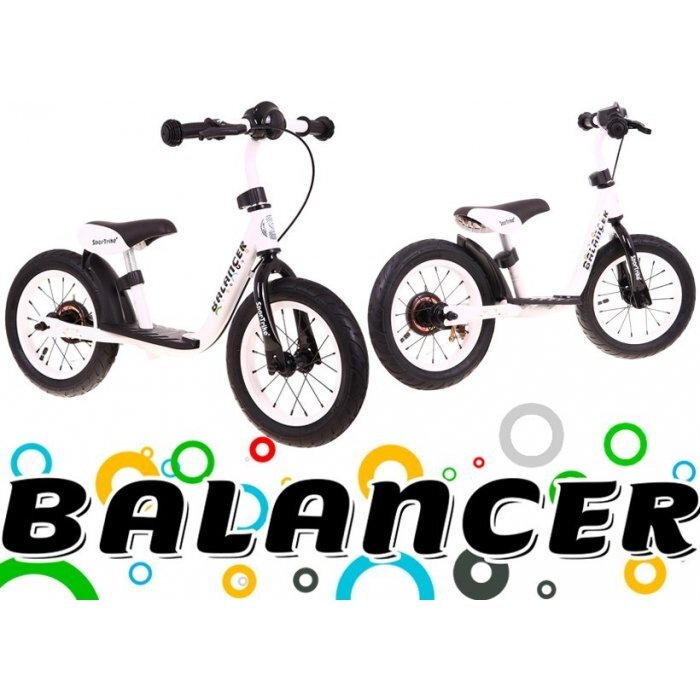 SporTrike Bicicleta fara pedale cu frana suport picioare si roti gonflabile Balancer alb