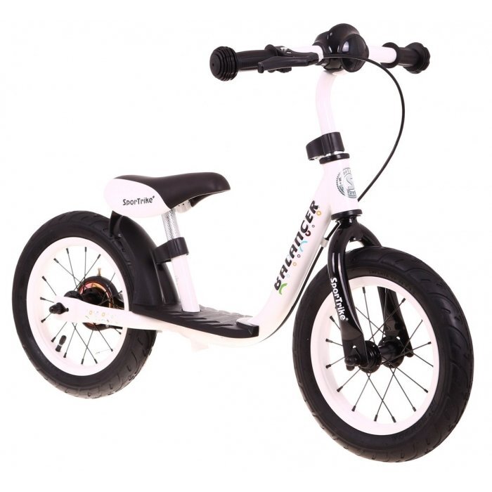SporTrike Bicicleta fara pedale cu frana suport picioare si roti gonflabile Balancer alb