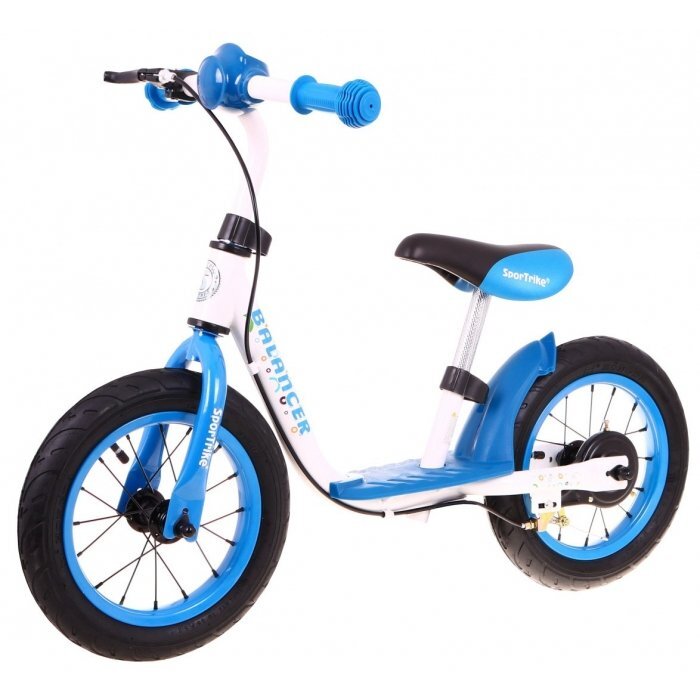 SporTrike Bicicleta fara pedale cu frana suport picioare si roti gonflabile Balancer albastru