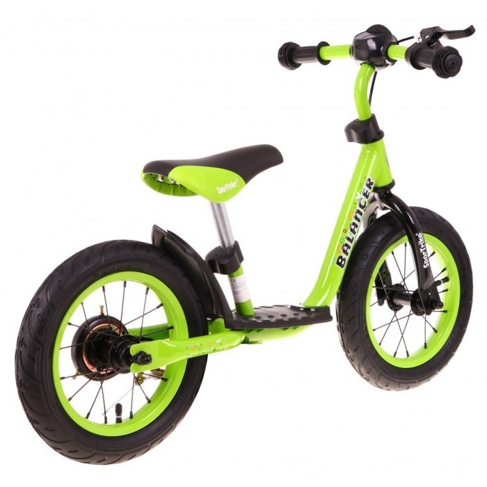 SporTrike Bicicleta fara pedale cu frana suport picioare si roti gonflabile Balancer verde