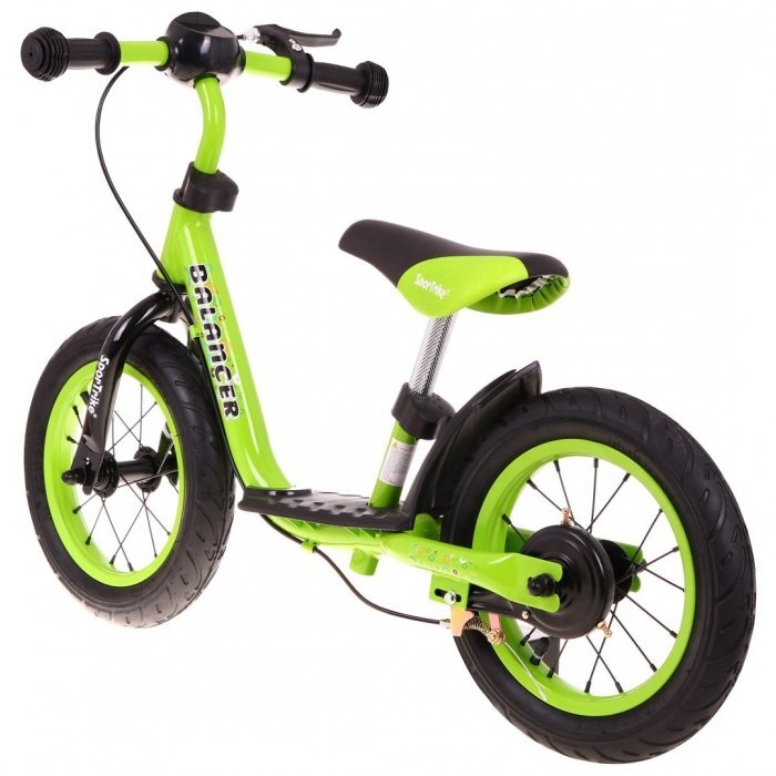 SporTrike Bicicleta fara pedale cu frana suport picioare si roti gonflabile Balancer verde