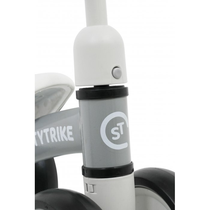 SporTrike Ride-On pentru copii fara pedale cu 4 roti din plastic alb de la 1 an inaltime pana la sezut 24 cm greutate maxima admisa 25 kg
