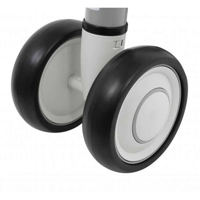 SporTrike Ride-On pentru copii fara pedale cu 4 roti din plastic alb de la 1 an inaltime pana la sezut 24 cm greutate maxima admisa 25 kg