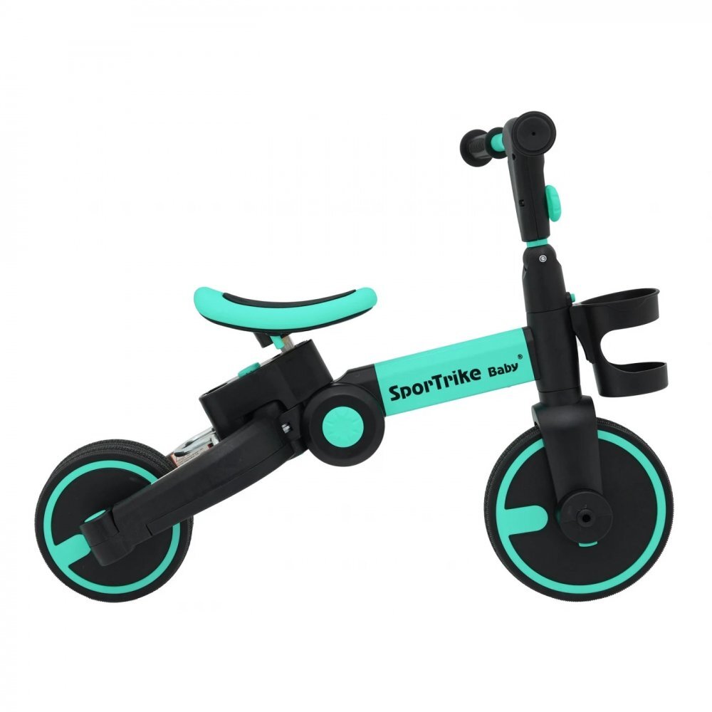 SporTrike Tricicleta pentru copii Happy Albastru 3 in 1 control al directiei roti din cauciuc si sistem roata libera