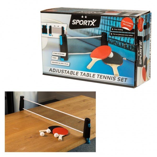 SportX Set tenis de masa cu palete mingi si fileu extensibil