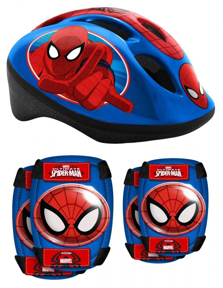 Stamp Set Combo Spiderman casca reglabila genunchiere si cotiere 3-6 ani