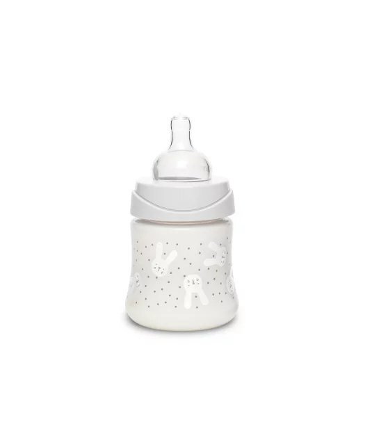 Suavinex Biberon cu tetina rotunda din silicon debit lent iepuras roz Hygge 150 ml