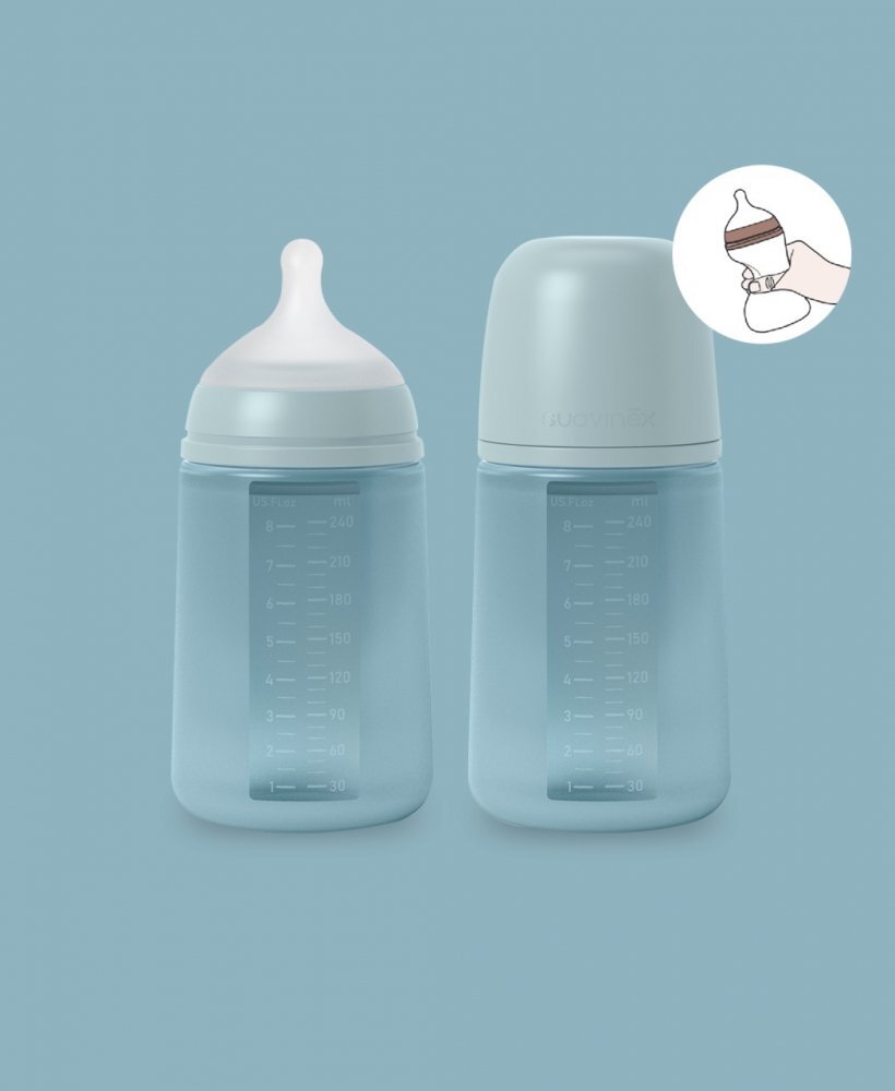 Suavinex Biberon din silicon 240ml Colour Essence SX Pro debit mediu albastru