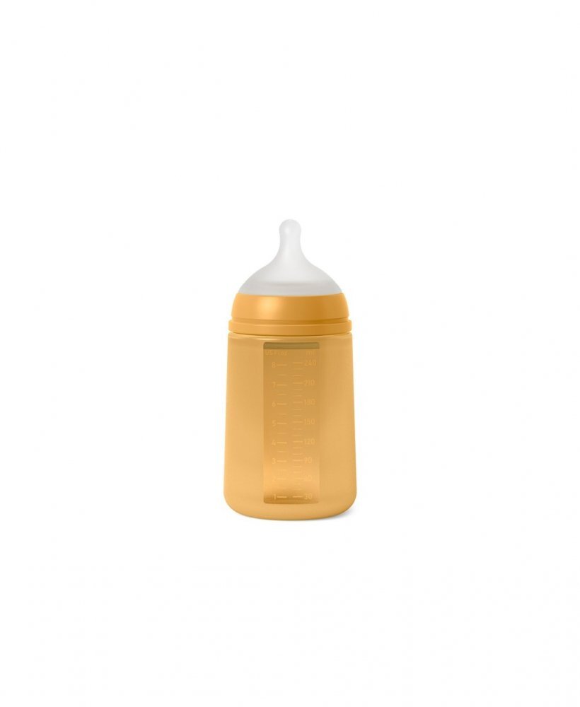Suavinex Biberon din silicon 240ml Colour Essence SX Pro debit mediu galben mustar