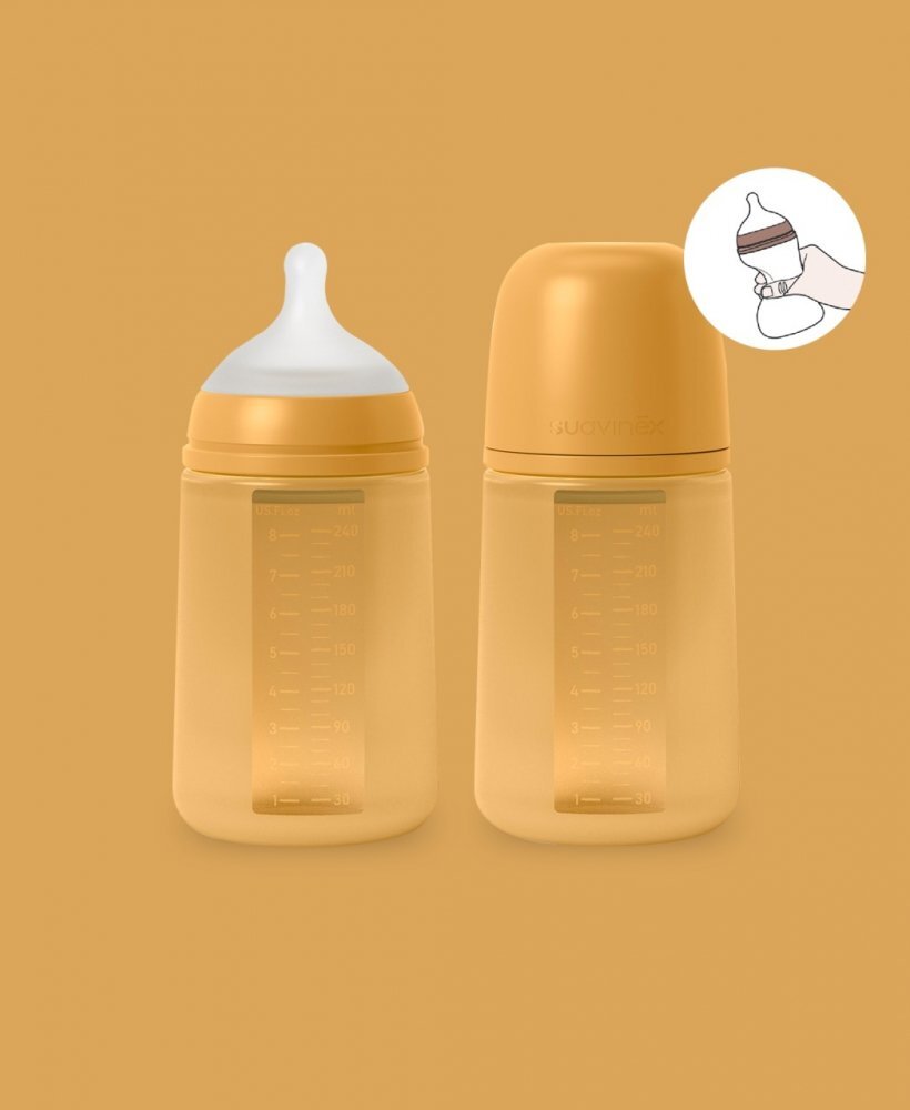 Suavinex Biberon din silicon 240ml Colour Essence SX Pro debit mediu galben mustar