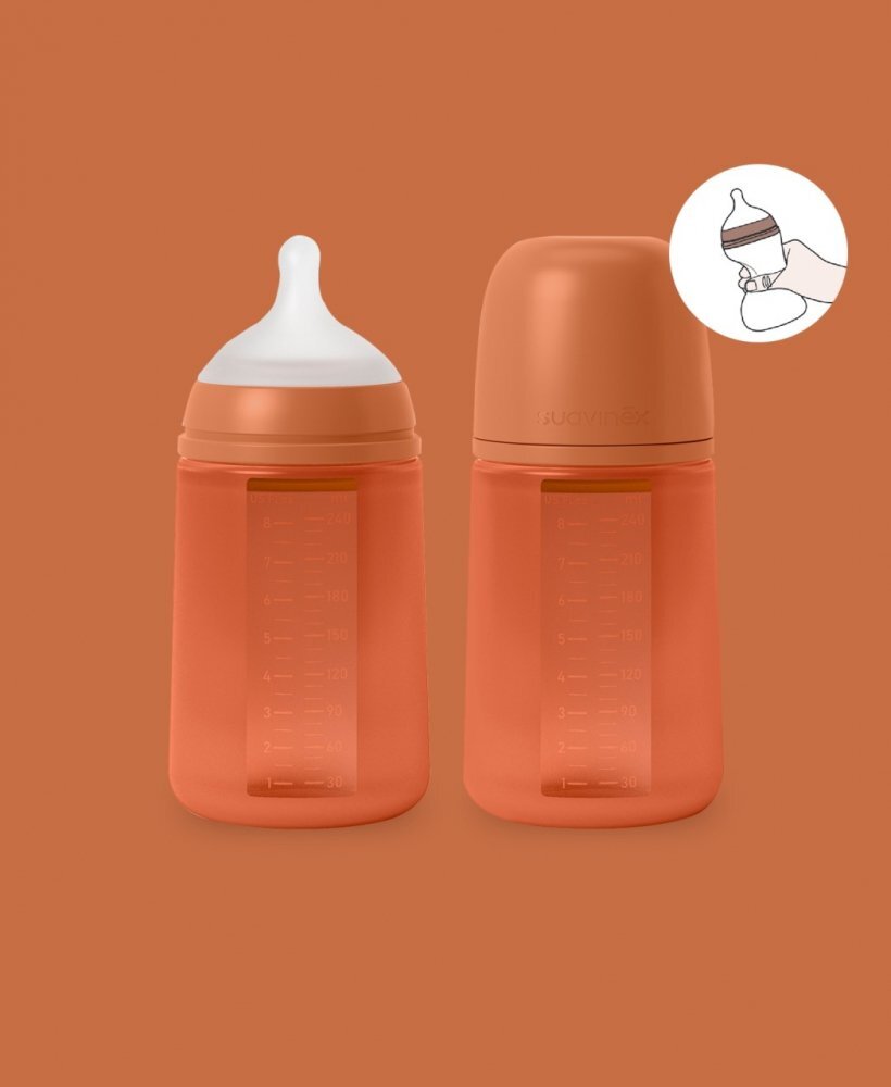 Suavinex Biberon din silicon 240ml Colour Essence SX Pro debit mediu rosu